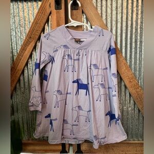 Tea Collection Purple Dress with Blue Horse Print